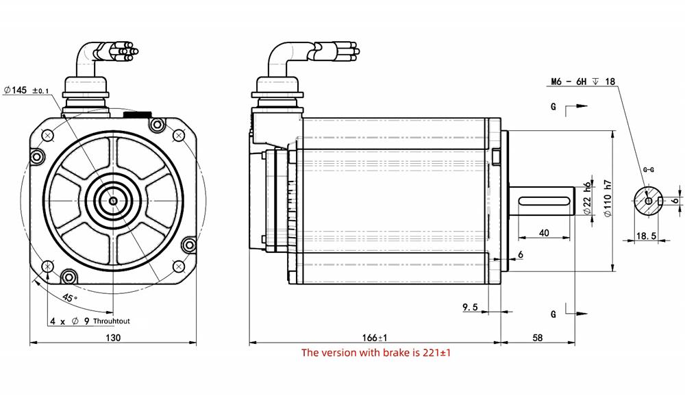 2000W DC servo motor dimension